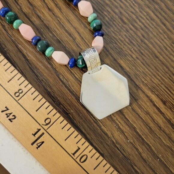 Jay King Mine Finds Gallery Multi-Gemstone Inlay Hexagon Pendant/Necklace - EU - Picture 3 of 4